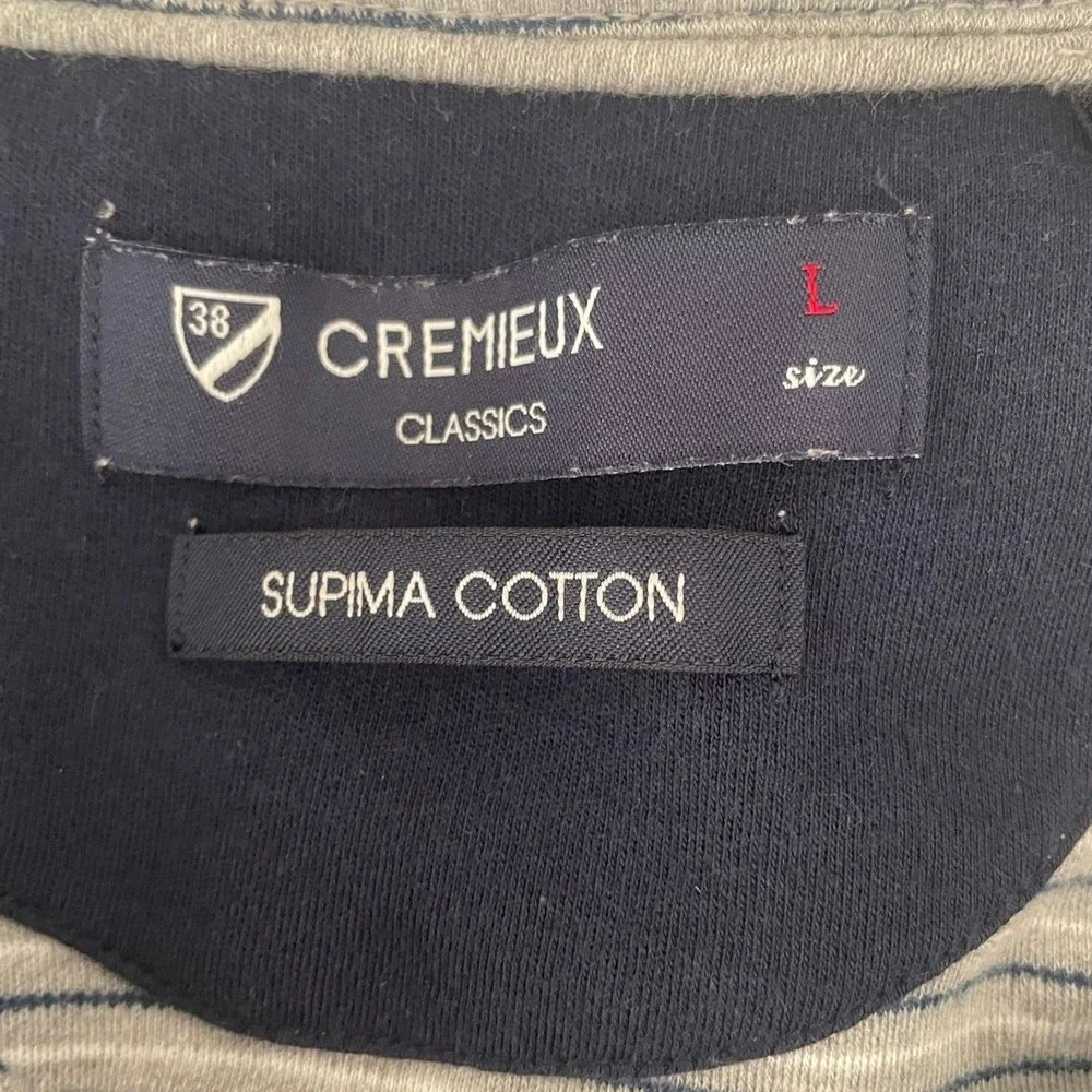 Cremieux Mens Polo Shirt‎ L Gray Striped Supima Cotton Preppy Office Golf Travel